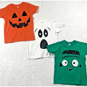 Rabbit Skins Lot of 3 Kids Halloween T-Shirts Pumpkin Ghost Monster Size 2 NEW